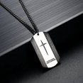 thumbnail image 3 of REVEMCN Black Silver Stainless Steel Bible Verse Cross Dog Tag Pendant Necklace for Men, 24-28 Inches Chain (24, Joshua 1:9 - Black), 3 of 3
