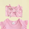 thumbnail image 5 of CAUYDY Newborn Clothes Baby Girl Fall Winter Outfits Long Sleeve Romper Pants Warm Hat Bow Headband 4-Pieces Set for Preemie Infant 0 3 6 Months Layette Set (Sizes 3-6 Months,Pink), 5 of 7