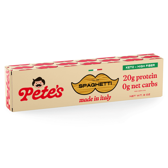 Pete's Pasta Spaghetti - No Carb, 20g High Protein - Authentic Italian Keto Wheat Pasta - 1 Pack, 8oz.