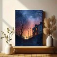 thumbnail image 6 of Victorian Streetscape Dusk Silhouette Watercolor Canvas Print, Vintage City Wall Art for Living Room Bedroom Hallway Office Study Hotel, 6 of 8