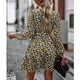 thumbnail image 3 of Mujeres impreso vestido V cuello manga larga una línea mid rise tie cintura primavera otoño suelta MIDI mujeres vestido de impresión floral amarillo XL, 3 of 8