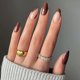 thumbnail image 1 of 24 piezas de uñas prensadas medianas, uñas postizas de almendra con pegamento para uñas, uñas postizas con diseños, uñas acrílicas, pegamento en uñas para mujeres y niñas (marrón)n, 1 of 5