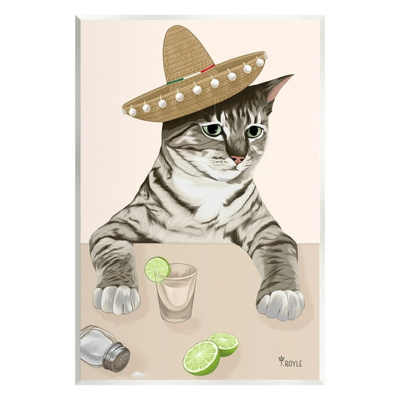 Stupell Industries Sombrero Cat & Cocktail Animals & Insects Painting Unframed Art Print Wall Art, 10 x 15