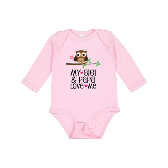 Inktastic My Gigi and Papa Love Me Granddaughter Girls Long Sleeve Baby Bodysuit