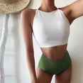 thumbnail image 2 of Womens Solid Bikini Set Bandage Lingerie High Cut Bodysuit Bathing Swimsuit, 2 of 6