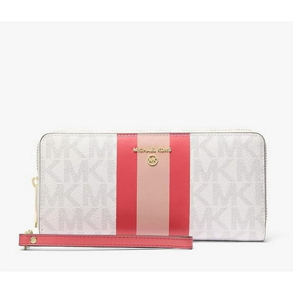 Michael Kors Jet Set Center Stripe Large Continental Wallet, Hibiscus