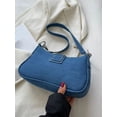 thumbnail image 4 of Hotian Handbag for Women Top Buckle Suede Shoulder Bags with Chain Purses Blue Denim Bag, 4 of 8