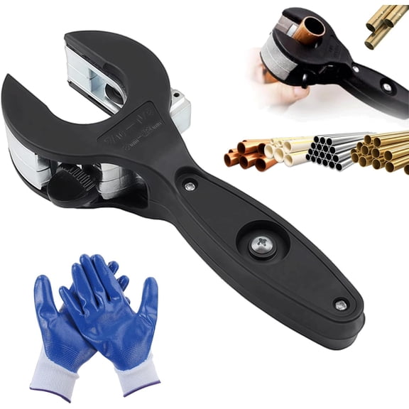 Ratcheting Pipe Cutter, One-Hand Fast Tube Cutter for Copper, PVC & Soft Metals, 2-in-1 Adjustable 1/4" to 7/8" Capacity for Tight Spaces