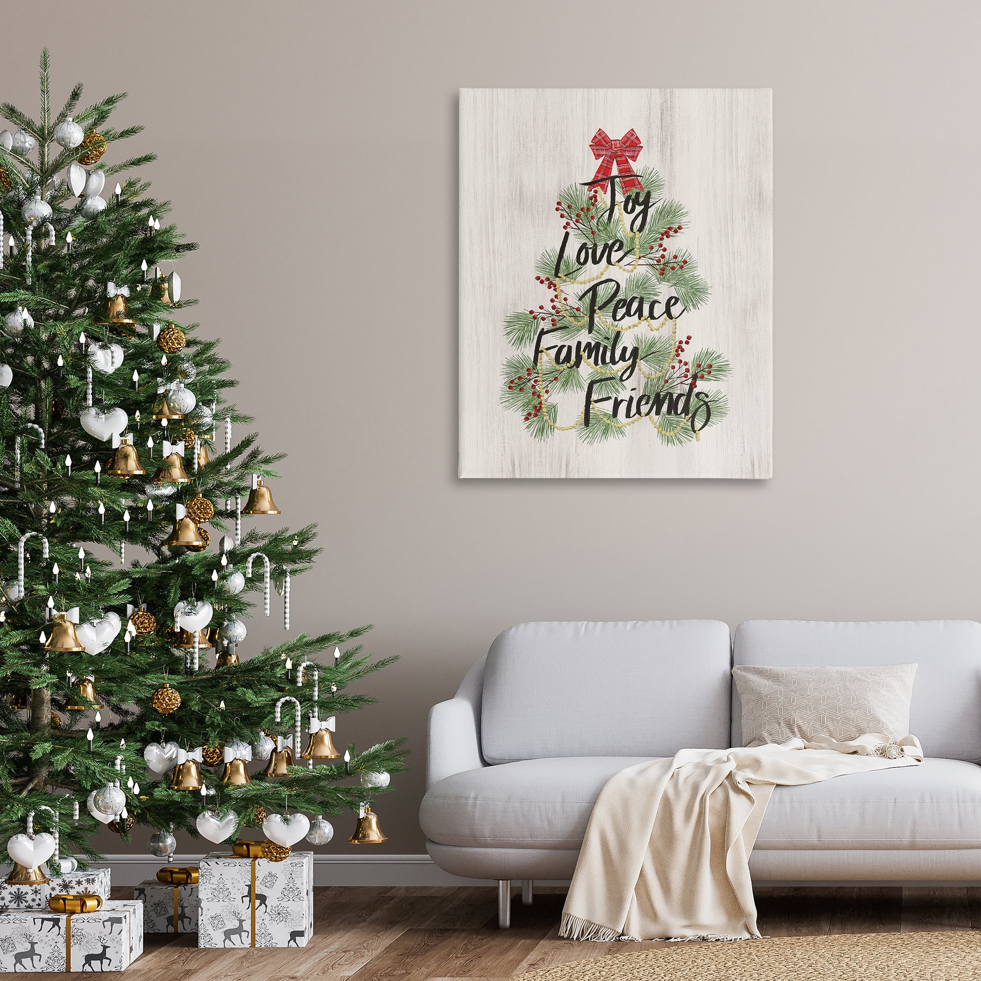 Stupell Industries Family Friends Christmas Tree Holiday Painting Gallery Wrapped Canvas Art Prints Wall Art, 36 x 48