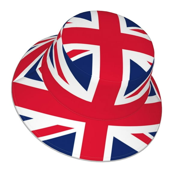 Union Jacks Flag Bucket Hat Stripe Beach Fisherman Hats For Women Men Reversible Double-Side-Wear With Reflective