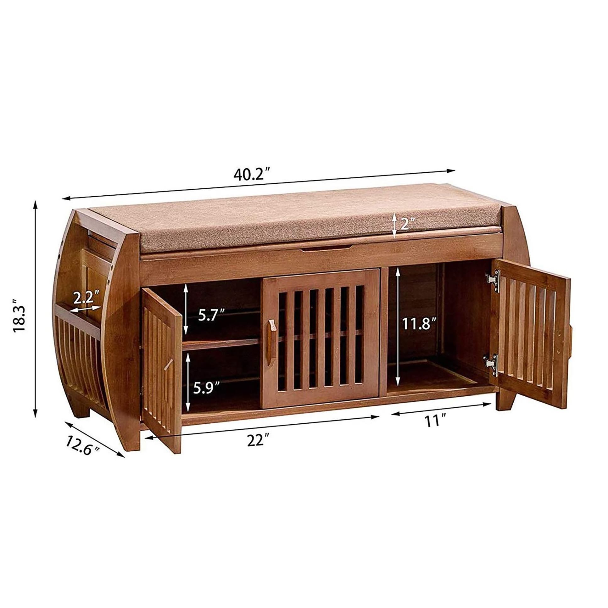 BALANBO Bamboo Shoe Benches & Shoe Rack, Entryway Storage Organizer,Detachable Cushion with Hidden Storage Compartment