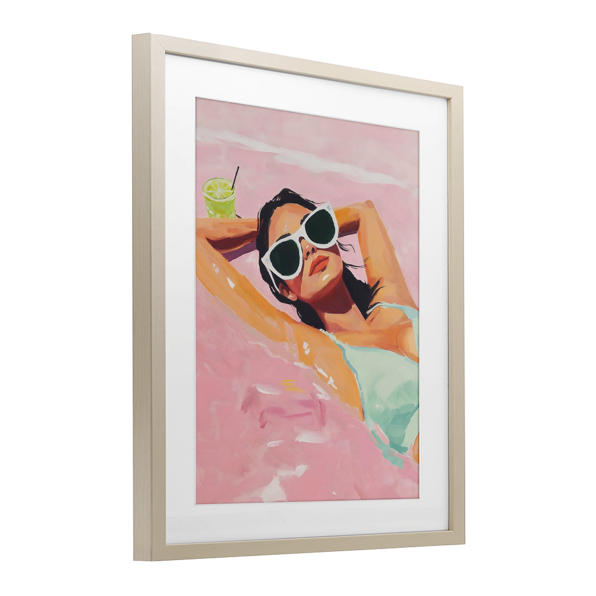 Stupell Industries Trendy Summer Girl Birch Framed Print Under Glass, design by The Prints Vibe