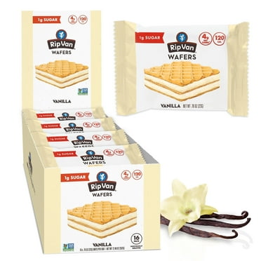 Rip Van Vanilla Keto Wafer Cookies – Non-GMO, Vegan, Low-Sugar (2g), Low-Carb, Baked Snack, 16 Count