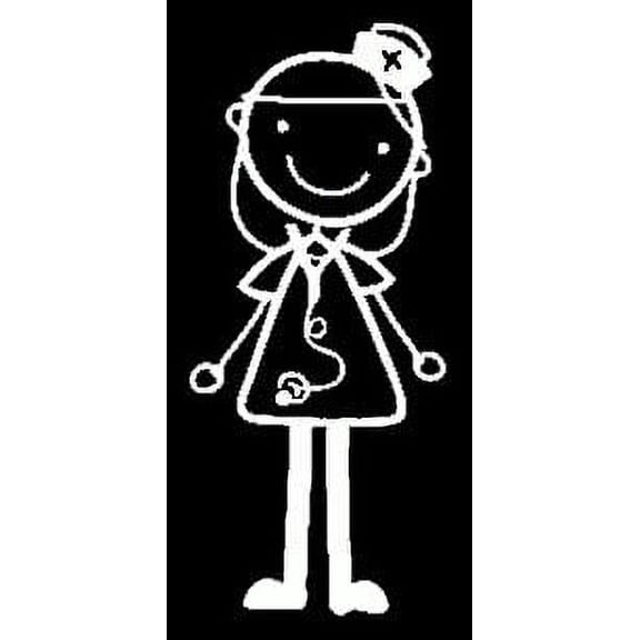 Cute Nurse Stick Figure White 6 Inch Professional Sticker for Truck, Car, Tumbler, Cup, Laptop, Decor, Locker, Table, Window