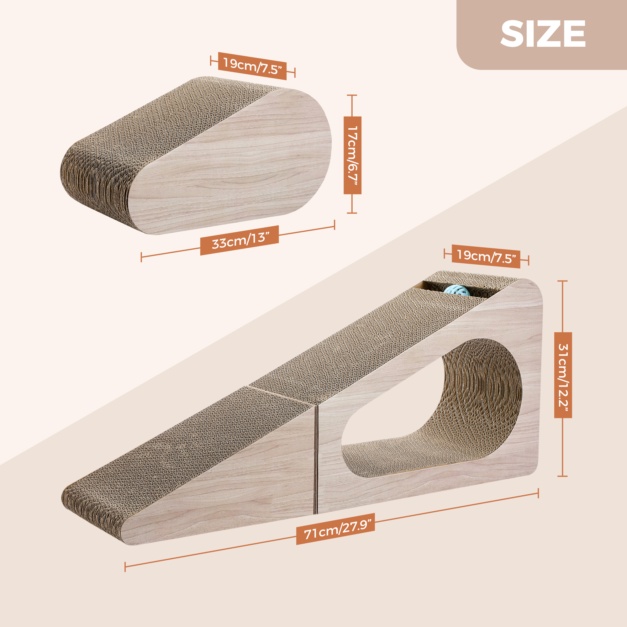 Pawz Road 28" 2-in-1 Cat Scratching Post, Beige photo 3