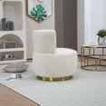thumbnail image 3 of Swivel Accent Chair, Swivel Cuddle Barrel Chair with Metal Base, Upholstered Round Sofa Chair with Deep Seat, Swivel Fluffy Teddy Fabric Armchair for Living Room, Bedroom, Office, White Teddy, 3 of 9
