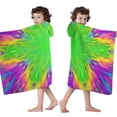 thumbnail image 4 of Colorful Tie Dye Star Flower Pattern Hooded Bath Towel，50"x30" for Ages 3 To 12 Kids, Quick Dry Lightweight Soft Microfiber Hood Beach Towel Cover Up for Kids, 4 of 7