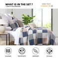 thumbnail image 6 of PANGUSHAN 100% Cotton Queen Quilt Set, Farmhouse Patchwork Queen Size Quilt Bedding Set Bedspreads, Reversible Quilted Lightweight Comforter, Navy/Brown/White Bed Spread for Queen Bed, 3 Pieces, 6 of 9