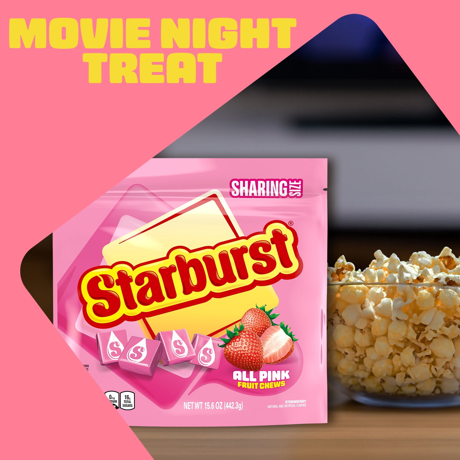 Starburst All Pink Fruit Chews Chewy Candy, Sharing Size - 15.6 oz Bag