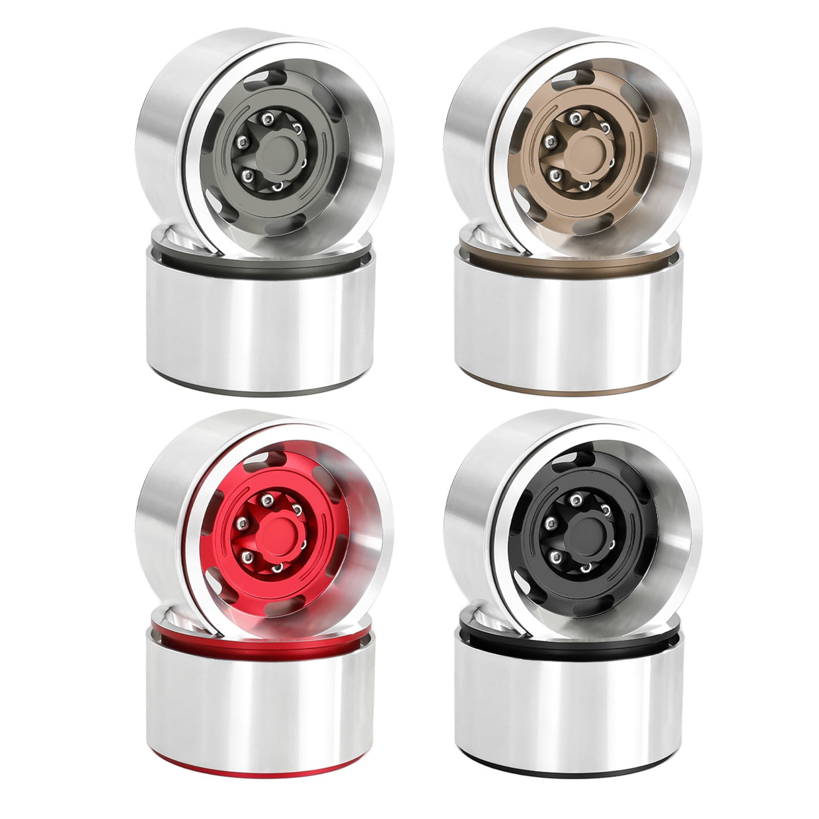 Wheel Rims for Car Toy Remote Control Crawler Car Metal Accessories for Toy Car Collectors Beadlock Wheel Rims