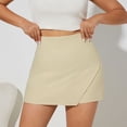 thumbnail image 5 of Only Moment Skorts Skirts for Women Polyurethane Fiber Solid with Built-In Shorts and Pockets for Golf Tennis Hiking Workout Casual Skort Skorts for Wowomen Knee Length Beige,M, 5 of 7