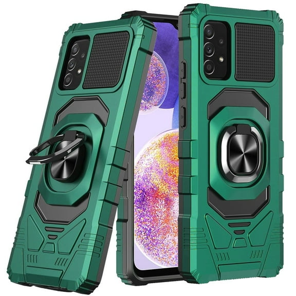 For Samsung Galaxy A23 5G Hybrid Dual Layer with Rotate Magnetic Ring Stand Holder Kickstand, Rugged PC Shockproof Cover ,Xpm Phone Case [ Green ]