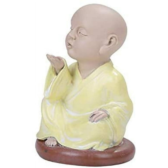 Ebros Small Seated Joyful Monk Blowing Kisses Baby Buddha Resin Figurine