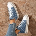thumbnail image 2 of Womens Sparkly Rhinestones Denim Platform High Top Fashion Sneakers Casual Ripped Canvas Chunky Glitter Walking Shoes, 2 of 7