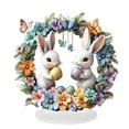 thumbnail image 4 of Easter Rabbit Eggs Decorations Spring Easter Centerpieces 2D Flat Acrylic BunnyEgg Flower Figurines Table Ornament for Farmhouse Home Kitchen Easter Party,Birthday Gifts, 4 of 9