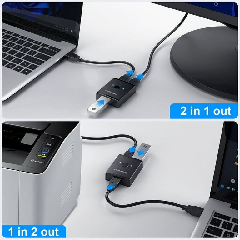 USB 3.0 Switch Selector KVM Switch 2 in 1 Out USB Switcher For 2