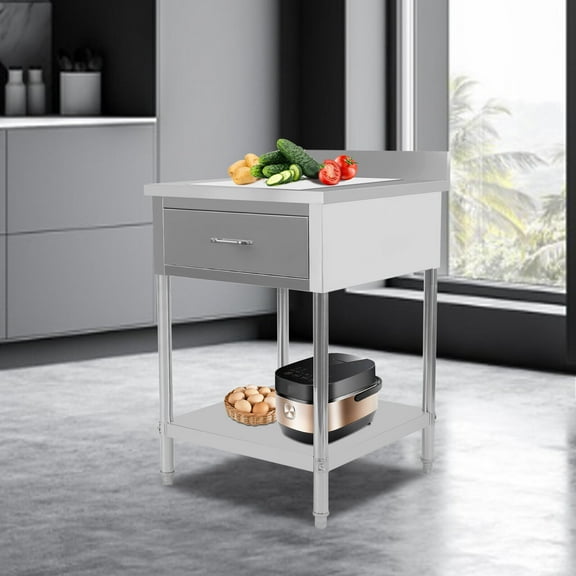 DENEST Stainless Steel Prep Work Table &Drawer Backsplash Commercial Restaurant Kitchen
