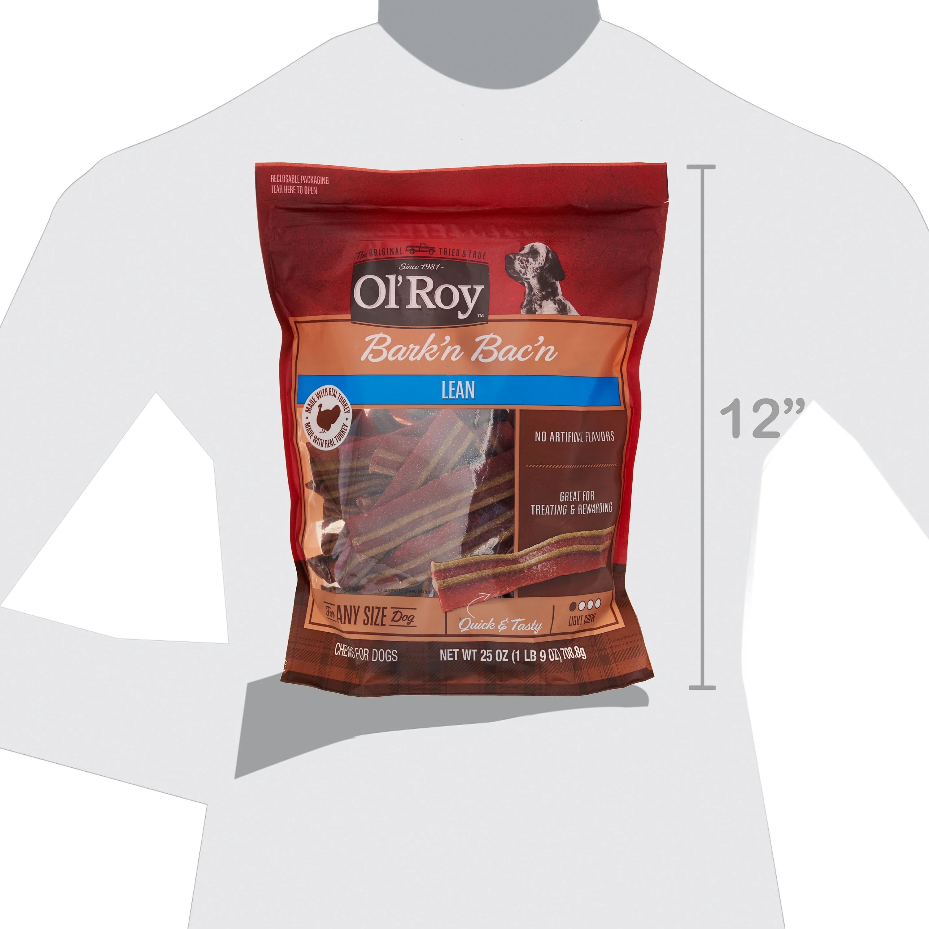 (4 pack) Ol' Roy Bark'n Bac'n Dog Treats, Lean, 25 oz