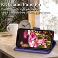thumbnail image 3 of Designed for iPhone 13 Case Wallet for Women,Flip Folio Cover with Butterfly Embossed PU Leather Stand Credit Card Holder Slots Magnetic Wrist Strap Protective Phone Case for iPhone 13 (Purple), 3 of 13