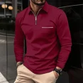 thumbnail image 4 of Polos ajustados con cuello unicolor para hombre, jersey liso, corte ajustado, elasticidad, talla emo, S, ofertas de ropa, sudaderas nuevas XL para hombre, 4 of 5