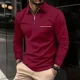 thumbnail image 3 of Polos ajustados con cuello unicolor para hombre, jersey liso, corte ajustado, elasticidad, talla emo, S, ofertas de ropa, sudaderas nuevas XL para hombre, 3 of 4