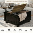 thumbnail image 5 of Farmhouse Square Lift Top Coffee Table, Farmhouse Coffee Table with Storage, Wood Center Table for Living Room, Black, 5 of 8