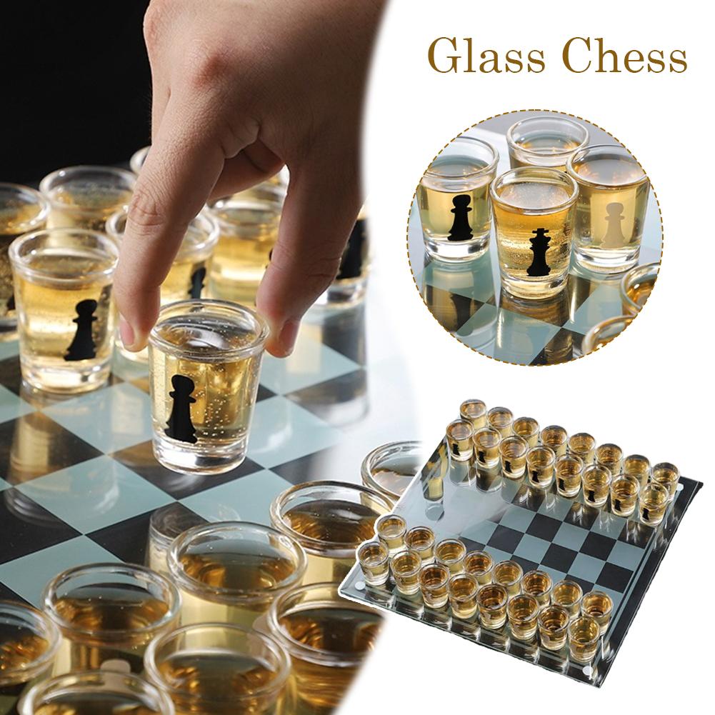Chess Set – Fancy Chess Board with Shot Glass Chesses Pieces, Fun Drinking Game Edition Where The Loser Takes a Shot, Perfect for Game Nights & Adult Entertaining