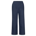 thumbnail image 6 of Aofany Women Casual Trousers Elastic Waist Solid Jeans Loose Wide Leg Long Pants, 6 of 6