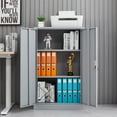 thumbnail image 2 of Bellemave Metal Storage Cabinet with Locking Doors and 2 Adjustable Shelf, Folding Filing Storage Cabinet, Lockable File Cabinet Metal Locker for Home Office, School, Garage, Gray, 2 of 19