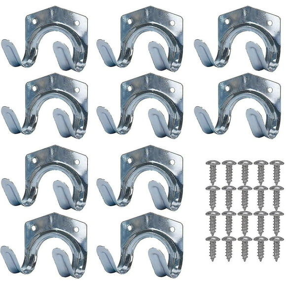 Metal Storage Hooks, Sheet Steel Tool Holder, Wall Mounted Steel Double U Wall Garden Tool Rack For Garage, Shed, Warehouse, Farm, Workbench (pack Of