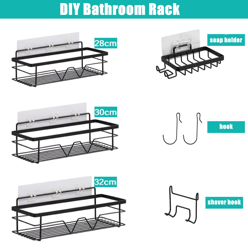 Shower Caddy Basket Shelf With Hooks Soap Dish Holder Shelf For Hanging Sponge 