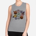 thumbnail image 2 of Halloween Smileys Women's Muscle Tank X-Large Heather Grey, 2 of 5
