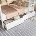 thumbnail image 6 of GZXS Twin Over Twin Bunk Bed with 2 Drawers, Convertible into 2 Twin Beds, Solid Rubber Wood Frame with Ladder and Guardrails, White, 6 of 8