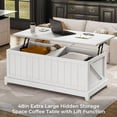 thumbnail image 6 of 48” Lift Top Coffee Table, Coffee Tables with Storage and Fence Design, Center Table for Home Office, White, 6 of 7