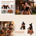 thumbnail image 5 of Virmaxy Halloween Costume Witch Dress V Neck Lace Up Corset Sheer Bell Sleeve Layered Tulle Skirt with Hat for Cosplay Party 2-13 Years, Orange, 5 of 5