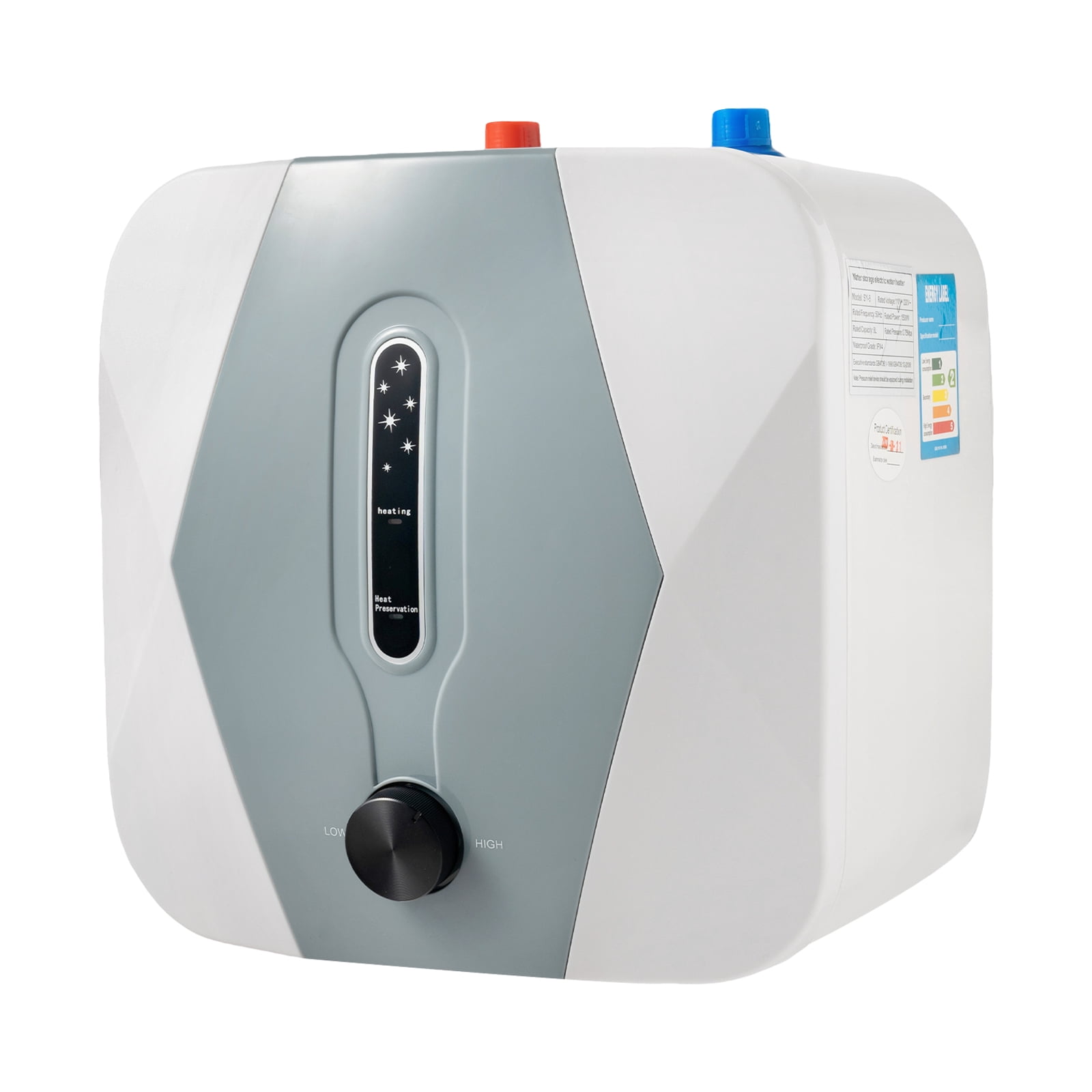 White 1500W Electric Instant Hot Water Heater Upper Water Onlet Small Water Tank for Garages Sinks Kitchens Apartments