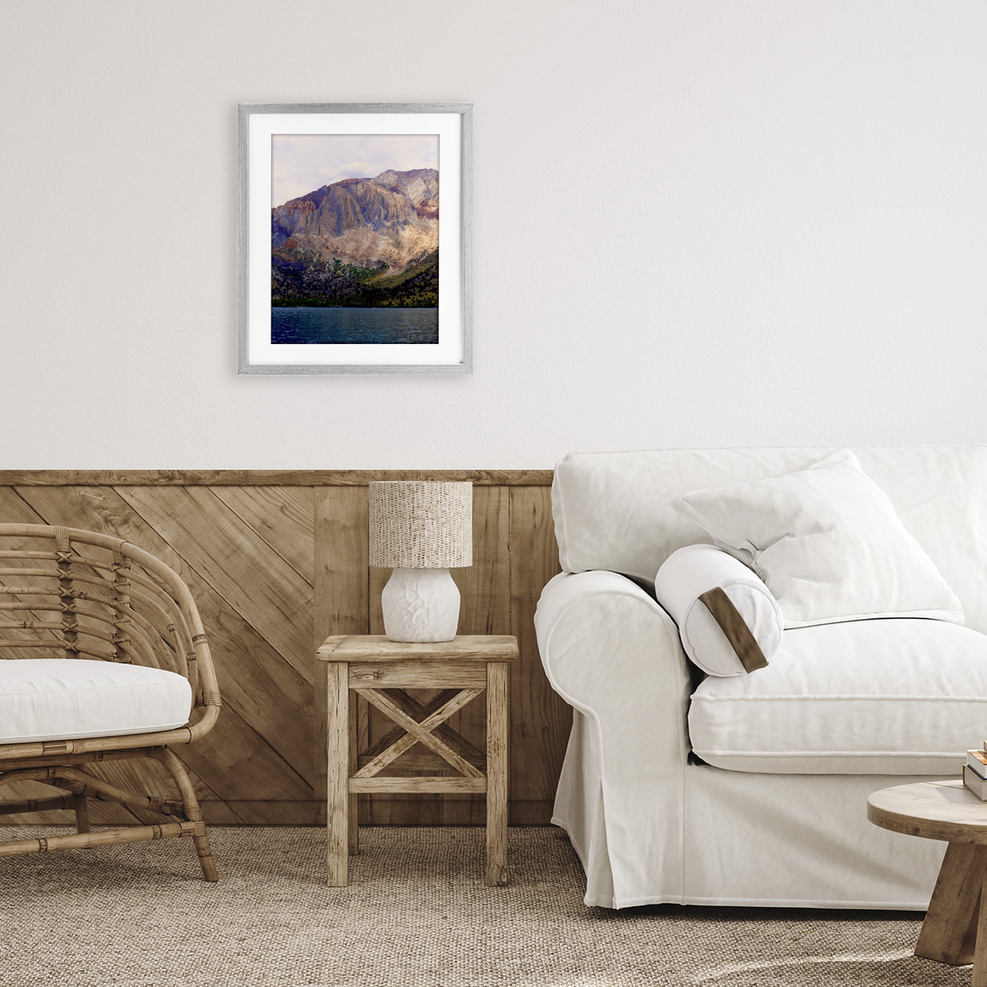Stupell Industries Serene Lake Beneath Mountains Gray Framed Print Under Glass, design by Gemma Bardot