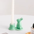 thumbnail image 4 of Ceramic Easter Bunny Candle Holder, 3.5'' Cute Rabbit Taper Candle Holders, Spring Easter Decorations for Home, Table Centerpieces Easter Rabbit Figurines Holders for Candle Sticks, Mint Green, 4 of 7