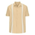 thumbnail image 1 of Birdeem Mens Fashion Casual Color Contrast Turn-Down Collar Button Short Sleeve Blouse Tops Shirt, 1 of 4