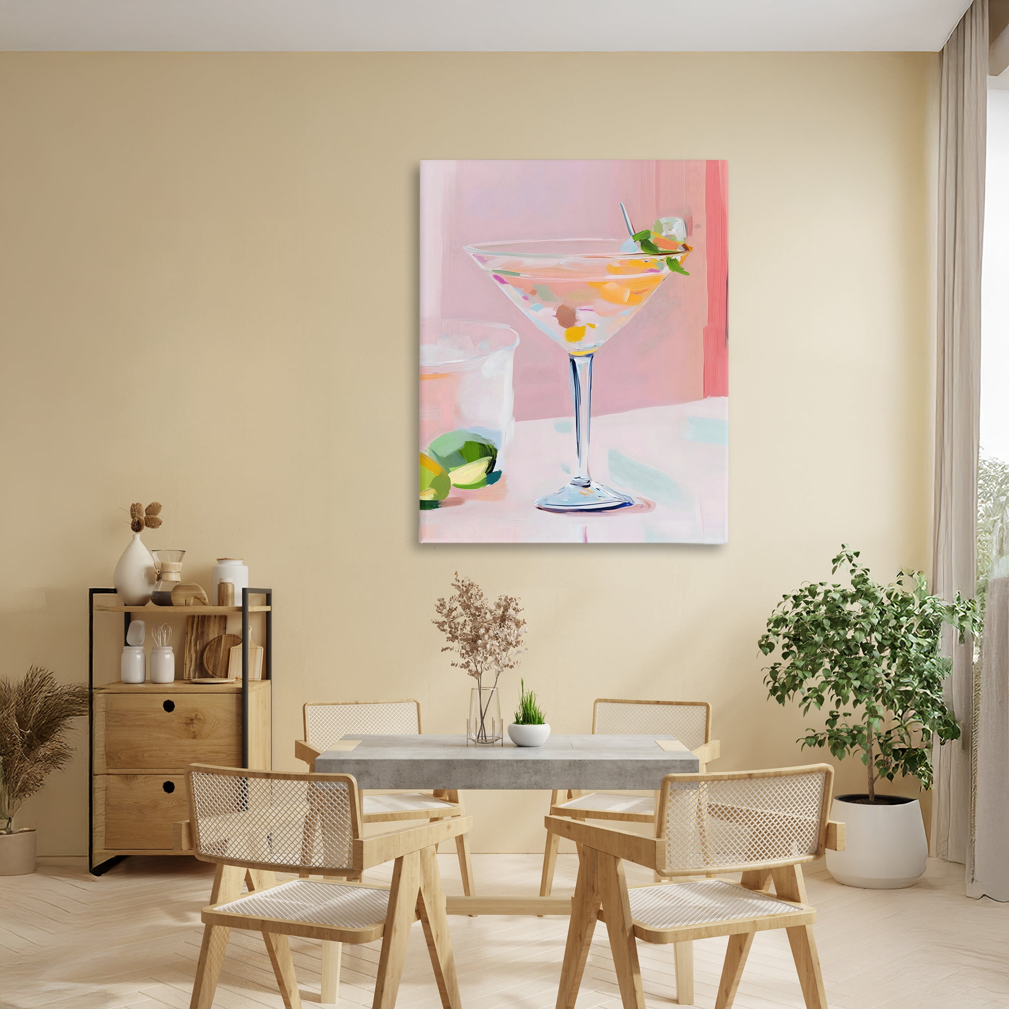 Stupell Industries Pink Martini Bar with Lime Canvas Wall Art, design by The Prints Vibe